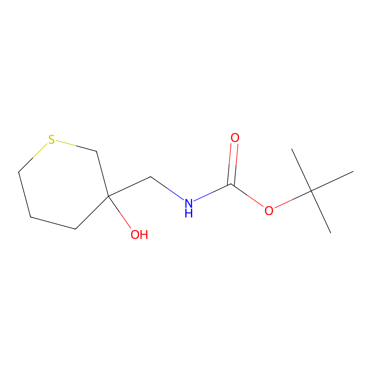 tert-butyl N-[(3-hydroxythian-3-yl)methyl]carbamate molecular structure, CAS 1779427-06-3