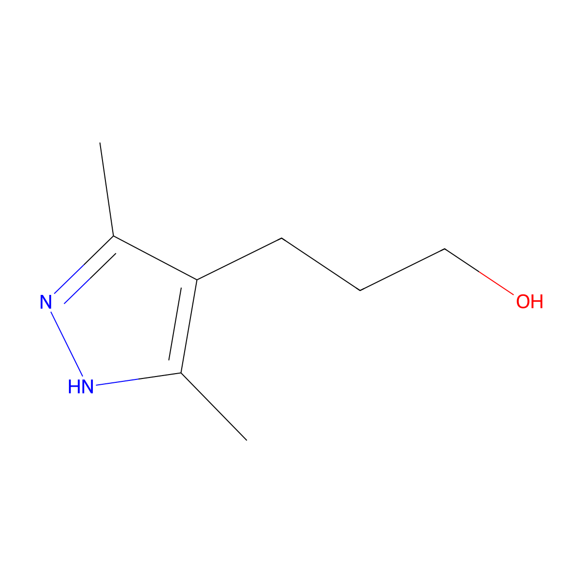3-(3, 5-dimethyl-1H-pyrazol-4-yl) propan-1-ol molecular structure, CAS 1779428-05-5