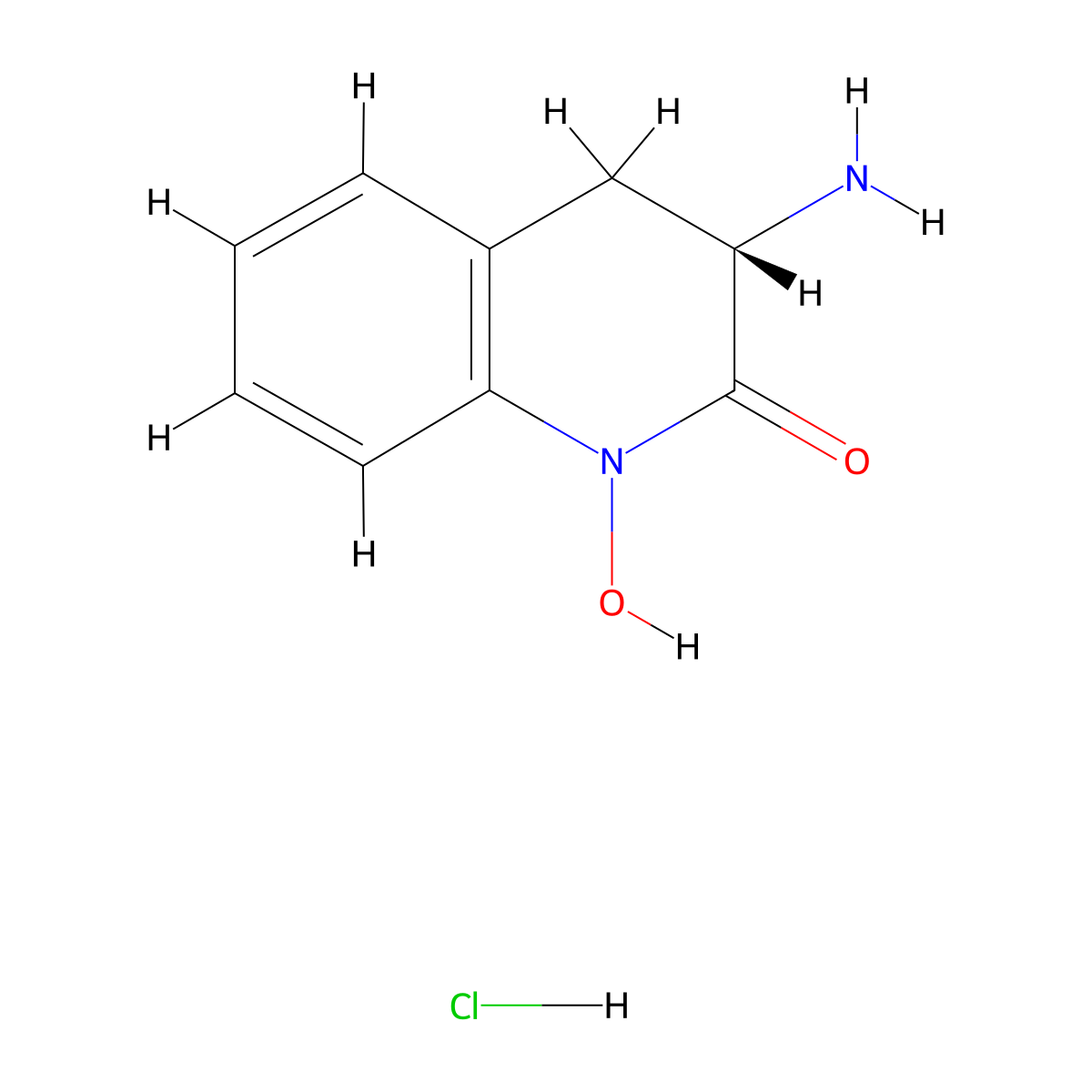 (S)-3-Amino-1-hydroxy-3,4-dihydroquinolin-2(1H)-one hydrochloride molecular structure, CAS 177943-33-8
