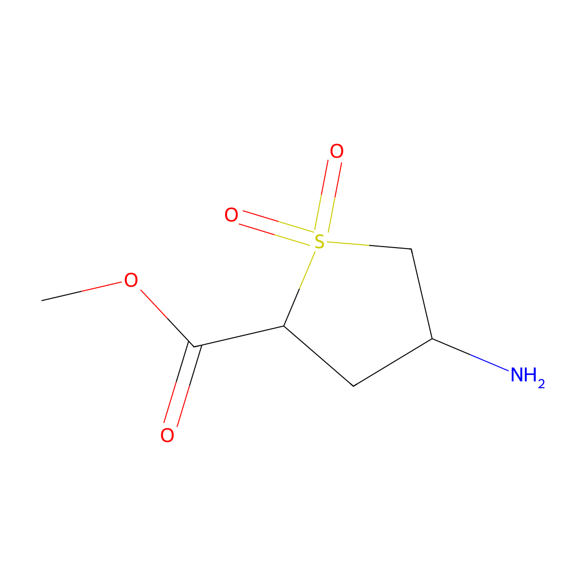 Methyl 4-amino-1,1-dioxo-1lambda6-thiolane-2-carboxylate molecular structure, CAS 1779433-95-2