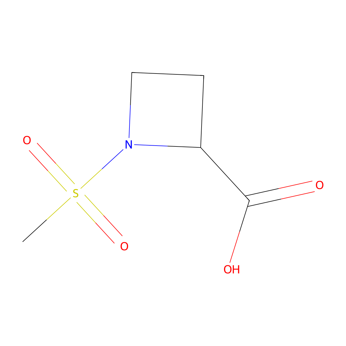 1-Methanesulfonylazetidine-2-carboxylic acid molecular structure, CAS 1779436-10-0