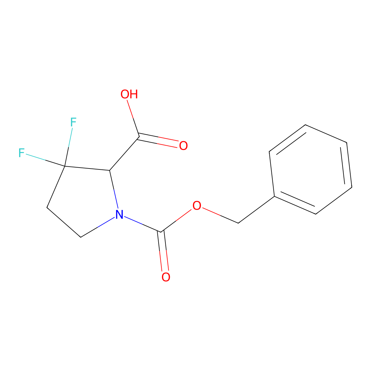 1-[(Benzyloxy)carbonyl]-3,3-difluoropyrrolidine-2-carboxylic acid molecular structure, CAS 1779438-13-9