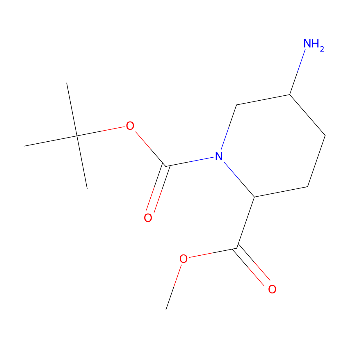 cis-1-tert-Butyl 2-methyl 5-aminopiperidine-1,2-dicarboxylate molecular structure, CAS 1779439-20-1