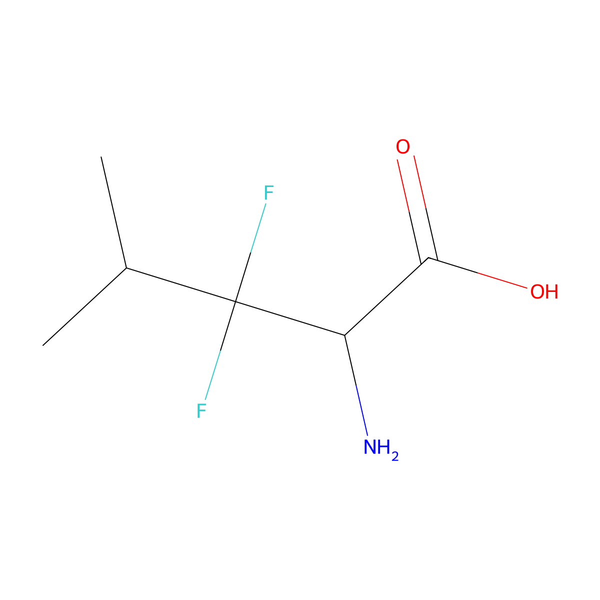 2-Amino-3,3-difluoro-4-methylpentanoic acid molecular structure, CAS 1779439-85-8