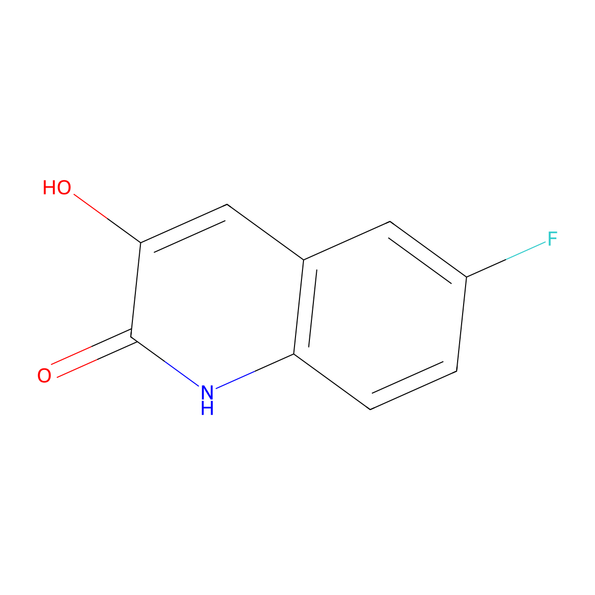 6-Fluoro-3-hydroxyquinolin-2(1H)-one molecular structure, CAS 177944-69-3
