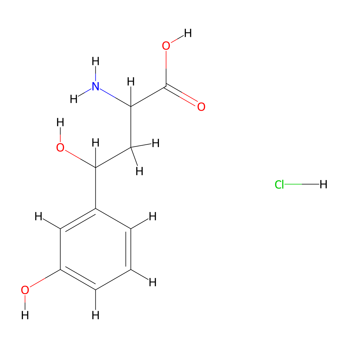 2-Amino-4-hydroxy-4-(3-hydroxyphenyl)butanoic acid hydrochloride molecular structure, CAS 1779441-65-4