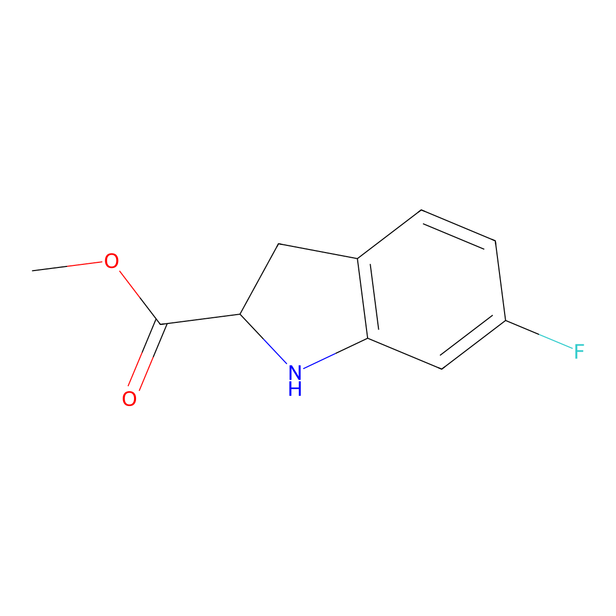 methyl 6-fluoro-2,3-dihydro-1H-indole-2-carboxylate molecular structure, CAS 1779447-03-8