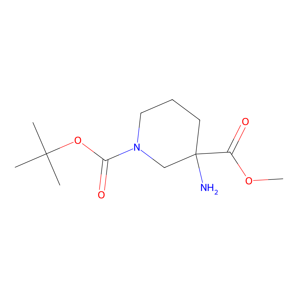 1-(tert-Butyl) 3-methyl 3-aminopiperidine-1,3-dicarboxylate molecular structure, CAS 1779450-04-2