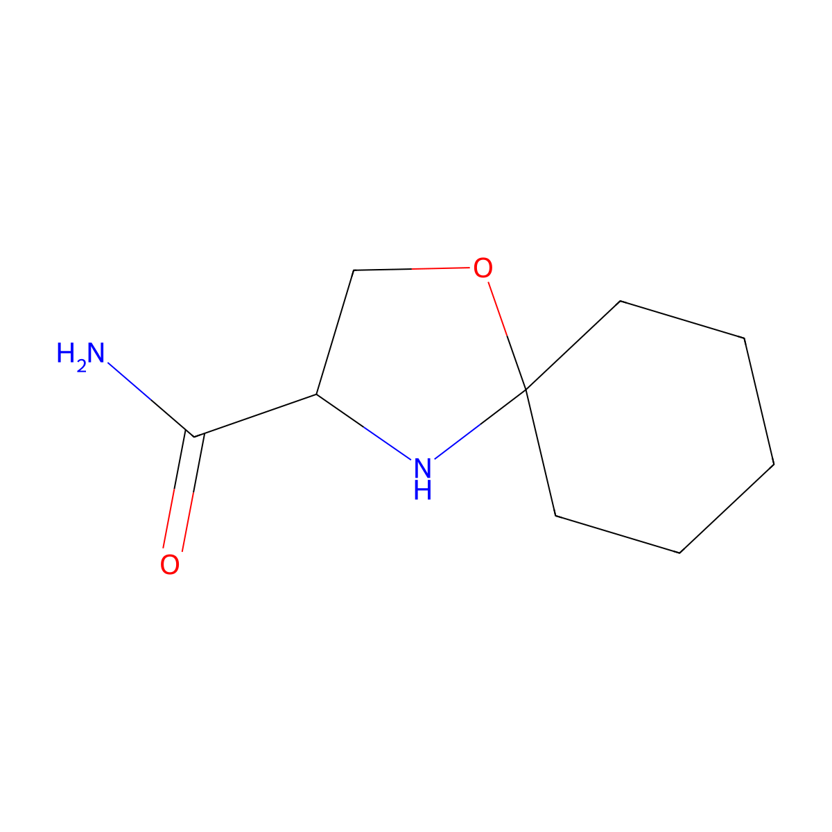 1-Oxa-4-azaspiro[4.5]decane-3-carboxamide molecular structure, CAS 1779450-59-7