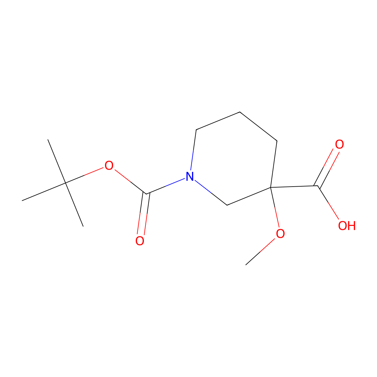 1-((Tert-butoxy)carbonyl)-3-methoxypiperidine-3-carboxylic acid molecular structure, CAS 1779451-75-0