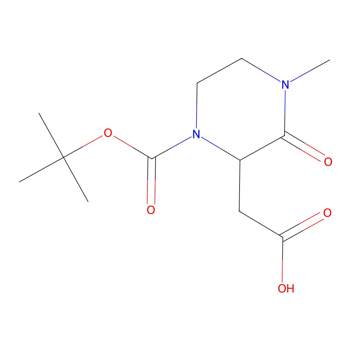 2-{1-[(Tert-butoxy)carbonyl]-4-methyl-3-oxopiperazin-2-yl}aceticacid molecular structure, CAS 1779453-33-6