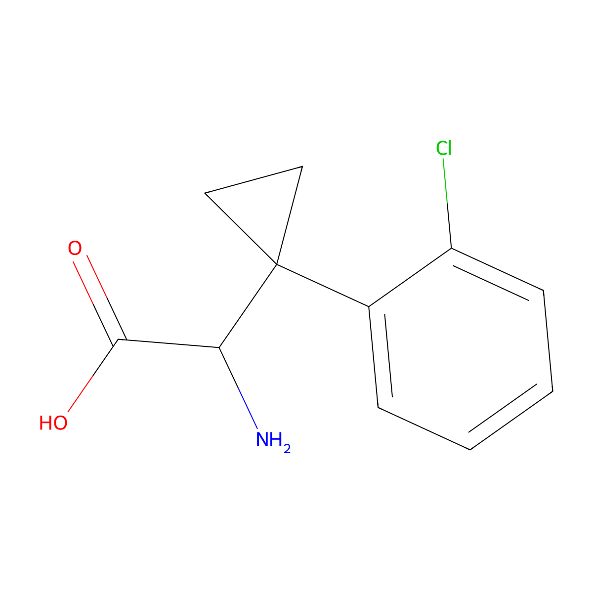 2-Amino-2-[1-(2-chlorophenyl)cyclopropyl]acetic acid molecular structure, CAS 1779456-62-0
