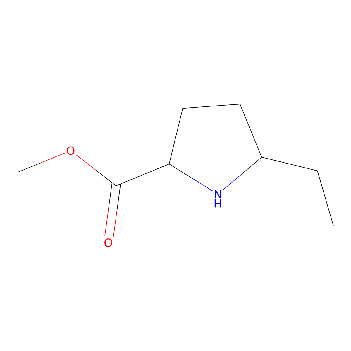 Methyl 5-ethylpyrrolidine-2-carboxylate molecular structure, CAS 1779459-54-9