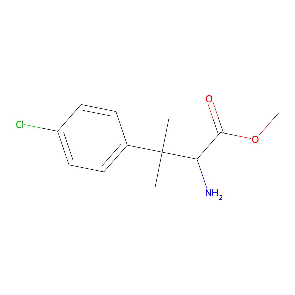 Methyl 2-amino-3-(4-chlorophenyl)-3-methylbutanoate molecular structure, CAS 1779471-22-5