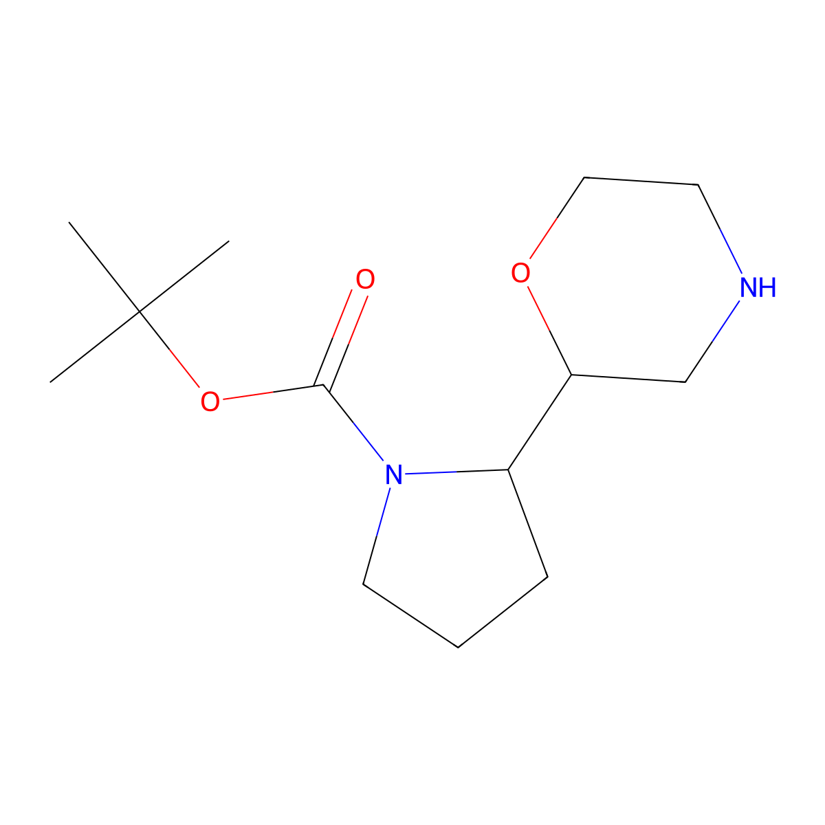 Tert-butyl 2-(morpholin-2-yl)pyrrolidine-1-carboxylate molecular structure, CAS 1779474-09-7