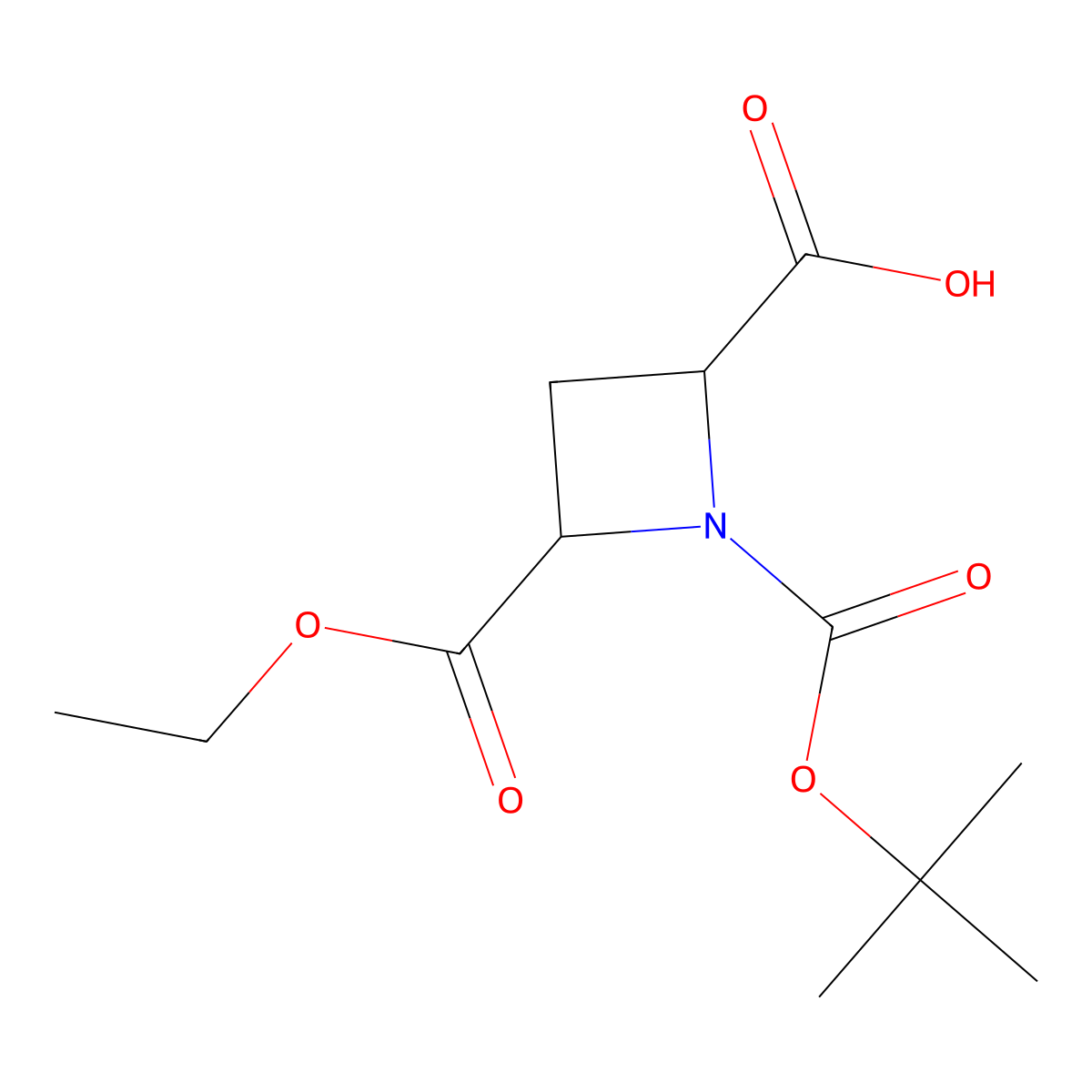 Azetidine-1,2,4-tricarboxylic acid 1-tert-butyl ester 2-ethyl ester molecular structure, CAS 1779474-69-9