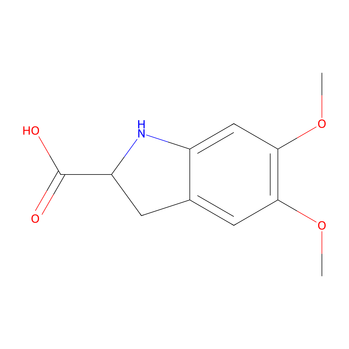 5,6-dimethoxy-2,3-dihydro-1H-indole-2-carboxylic acid molecular structure, CAS 1779475-39-6