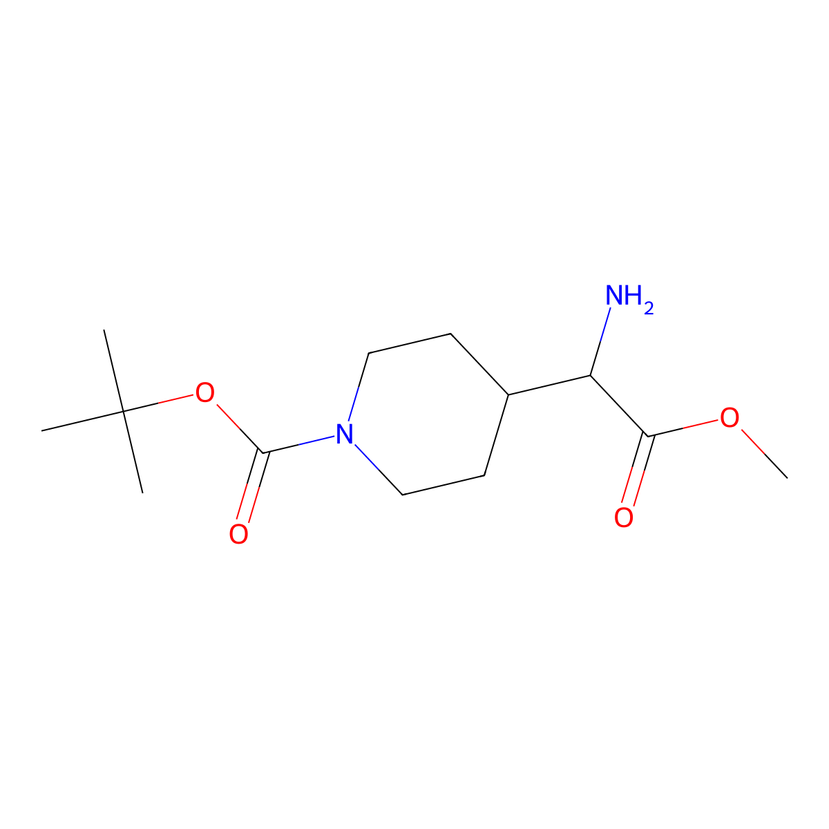 Tert-butyl 4-(1-amino-2-methoxy-2-oxoethyl)piperidine-1-carboxylate molecular structure, CAS 177948-33-3