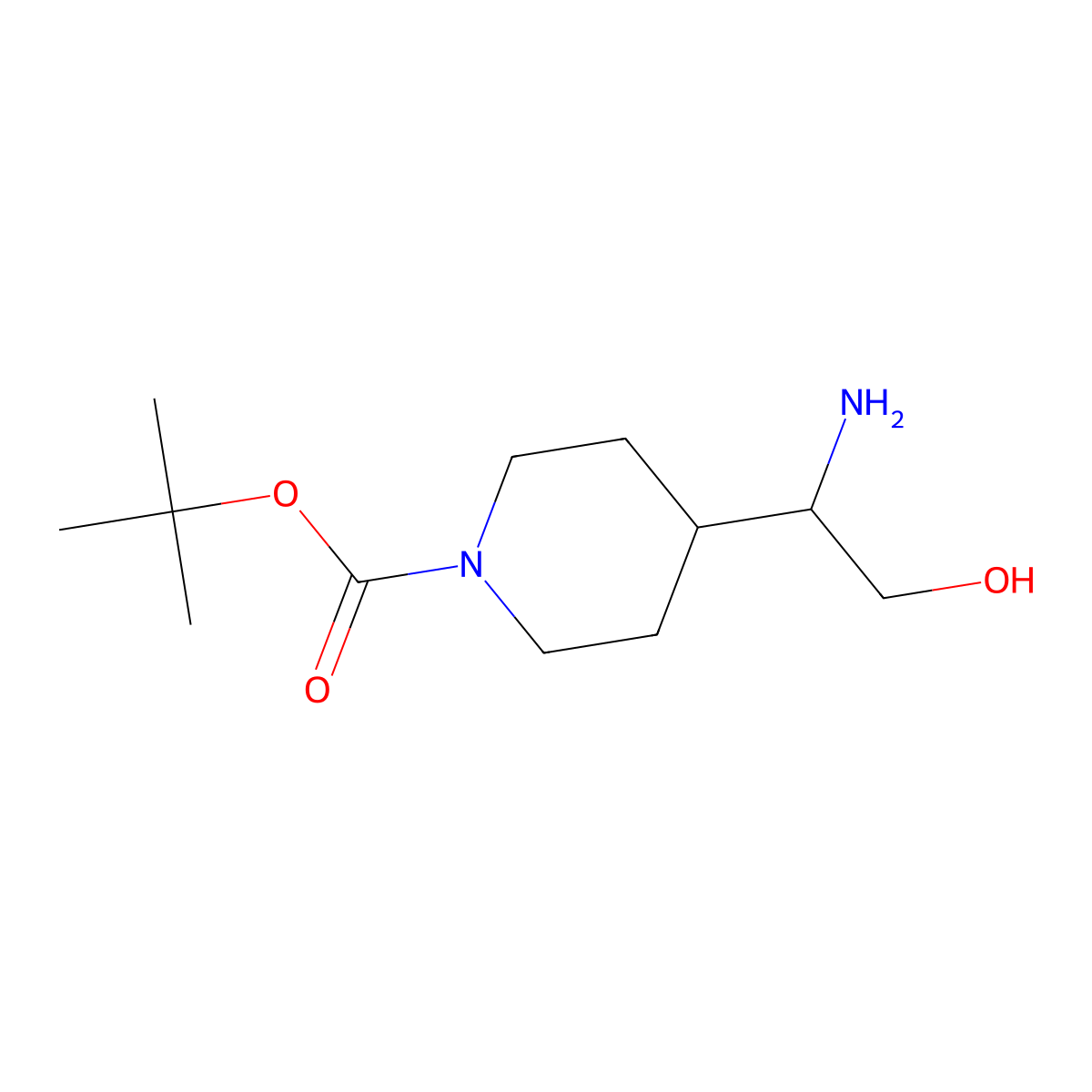 Tert-butyl 4-(1-amino-2-hydroxyethyl)piperidine-1-carboxylate molecular structure, CAS 177948-34-4