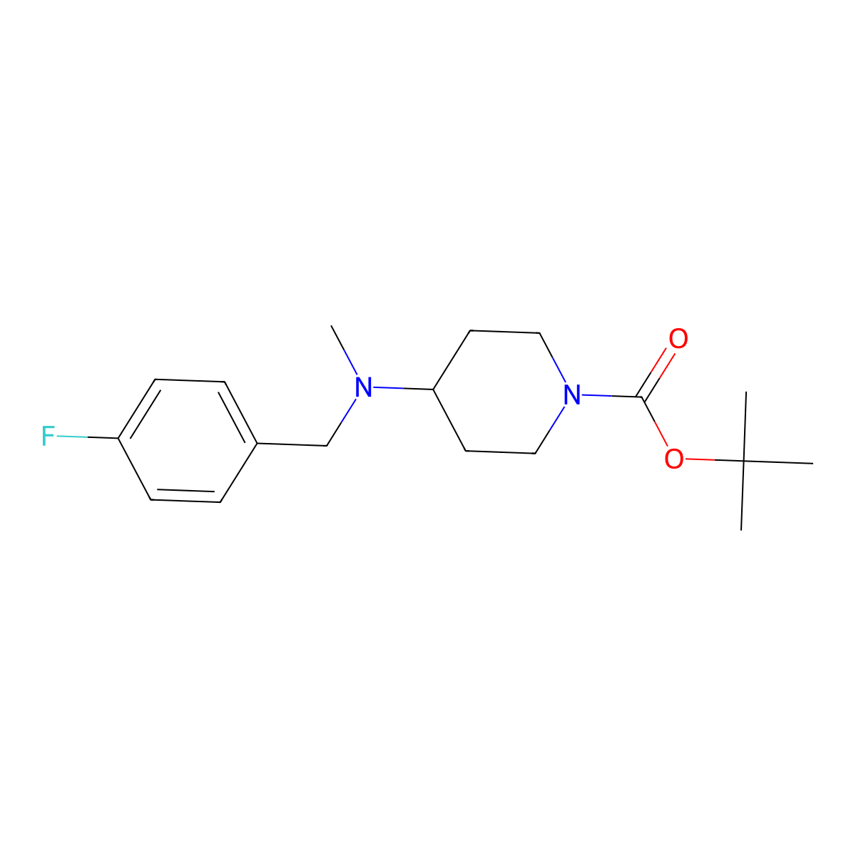 tert-Butyl 4-{[(4-fluorophenyl)methyl](methyl)amino}piperidine-1-carboxylate molecular structure, CAS 177948-44-6