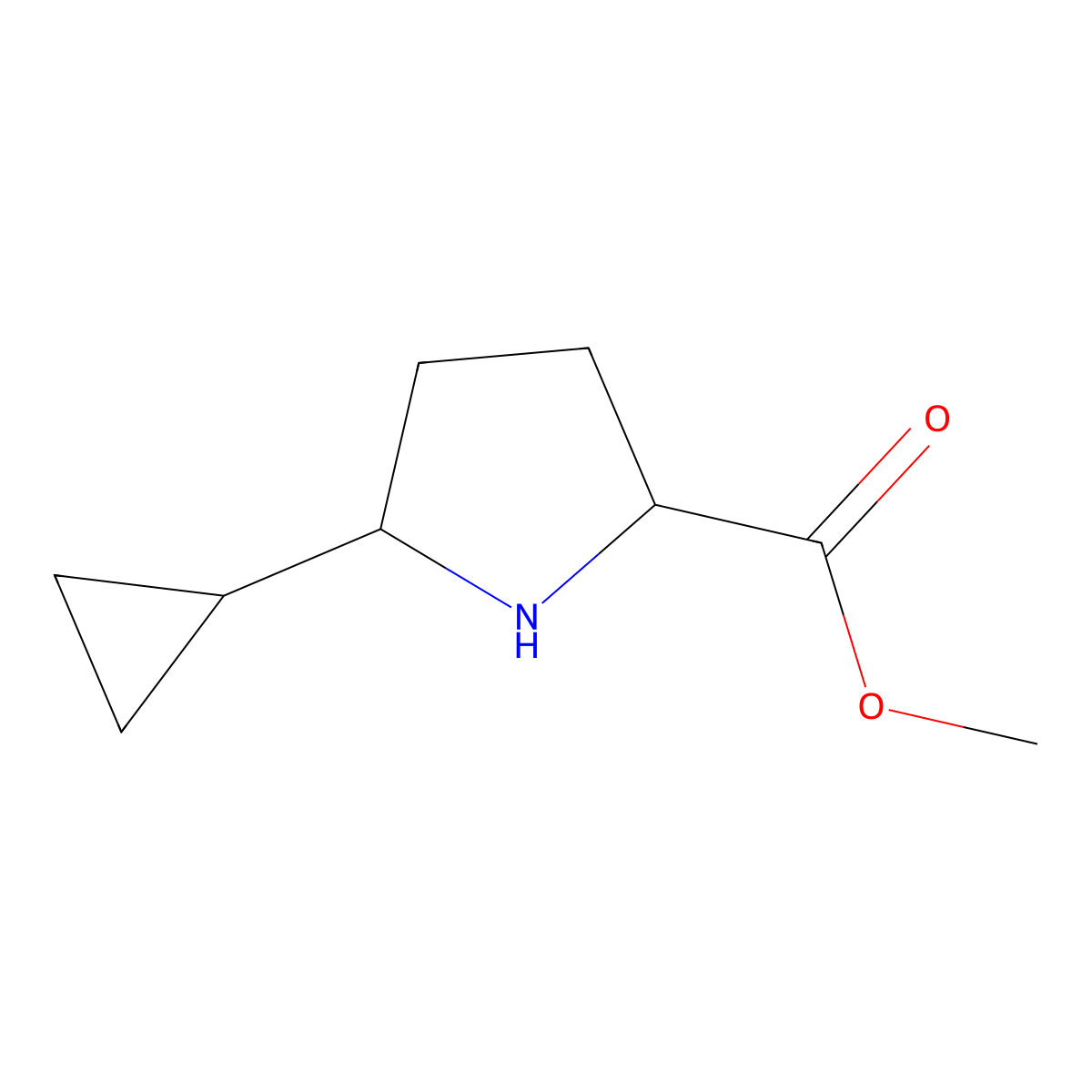 Methyl 5-cyclopropylpyrrolidine-2-carboxylate molecular structure, CAS 1779480-92-0