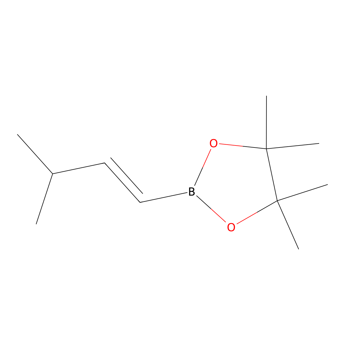 4,4,5,5-tetramethyl-2-((1E)-3-methylbut-1-en-1-yl)-1,3,2-dioxaborolane molecular structure, CAS 177949-92-7