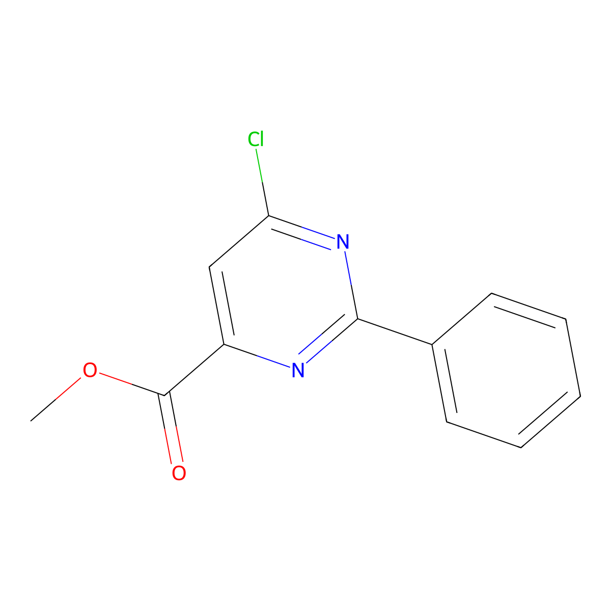 Methyl 6-chloro-2-phenylpyrimidine-4-carboxylate molecular structure, CAS 1779495-01-0