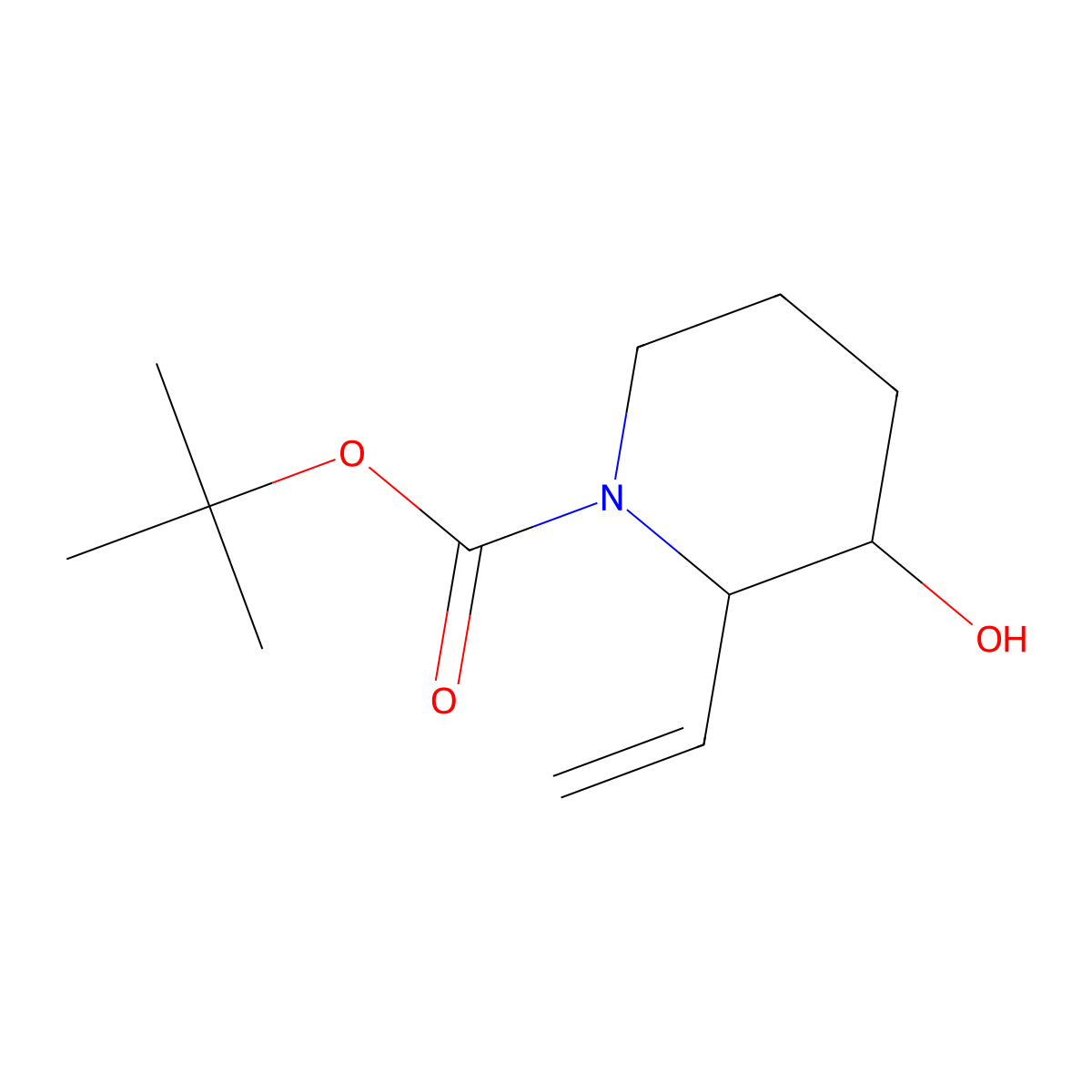 Tert-butyl (2R,3S)-3-hydroxy-2-vinyl-piperidine-1-carboxylate molecular structure, CAS 1779500-77-4