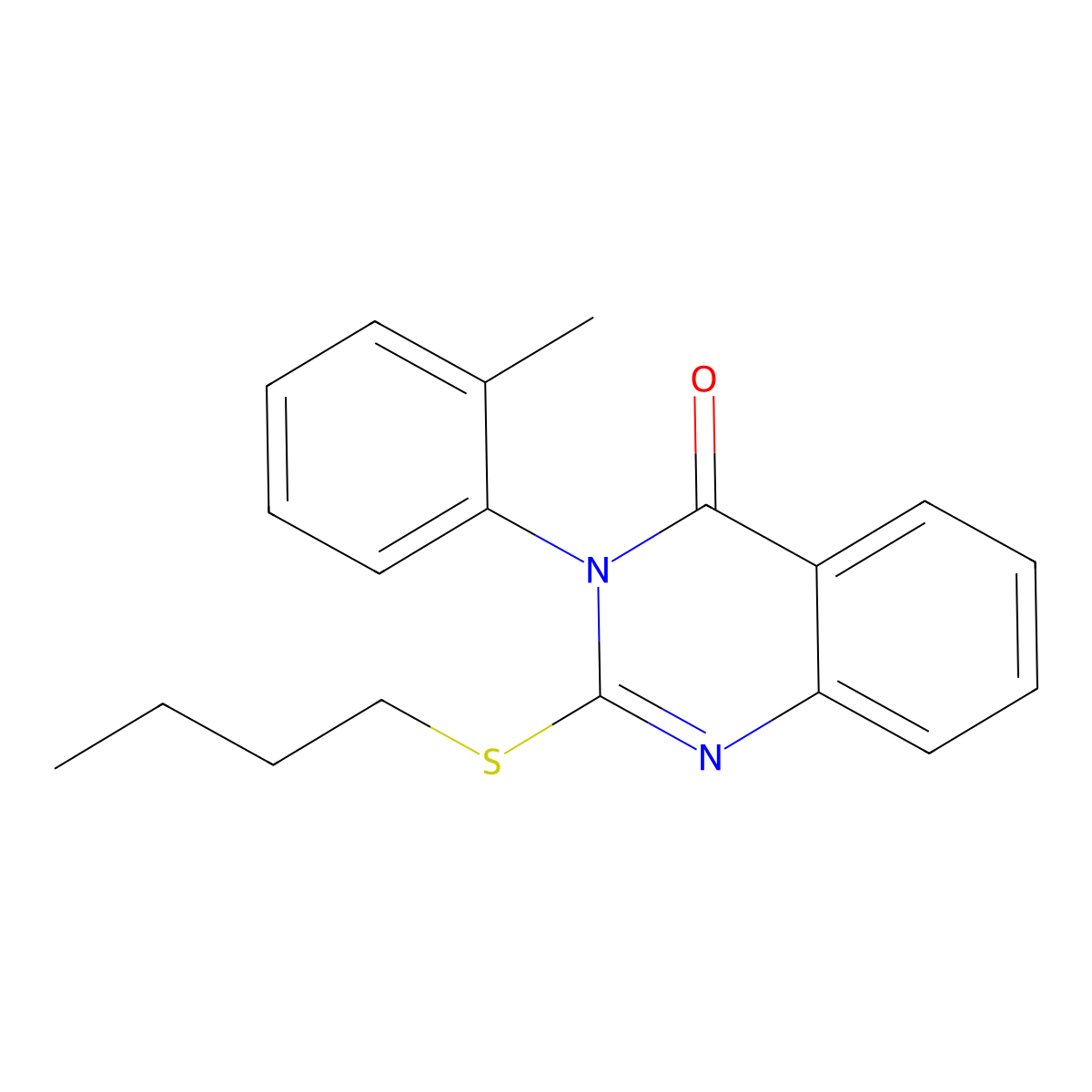 2-Butylsulfanyl-3-(2-methylphenyl)quinazolin-4-one molecular structure, CAS 177951-48-3