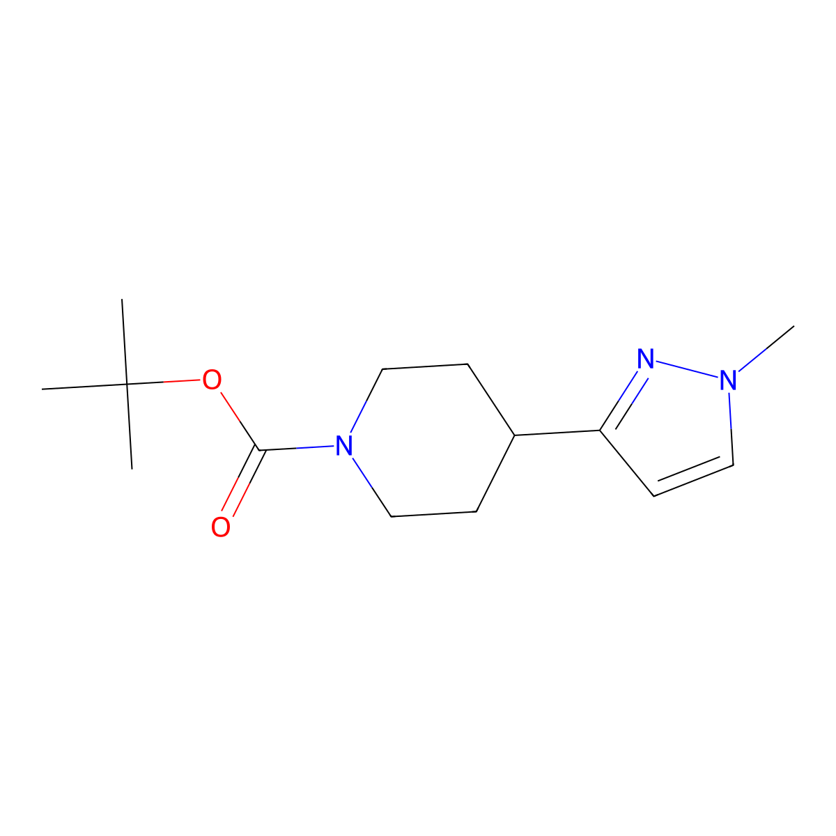 tert-butyl 4-(1-methyl-1H-pyrazol-3-yl)piperidine-1-carboxylate molecular structure, CAS 1779525-97-1
