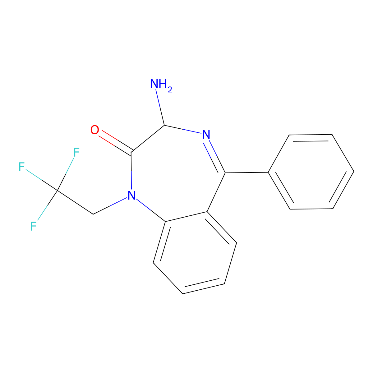 3-Amino-5-phenyl-1-(2,2,2-trifluoroethyl)-1H-benzo[e][1,4]diazepin-2(3H)-one molecular structure, CAS 177954-78-8