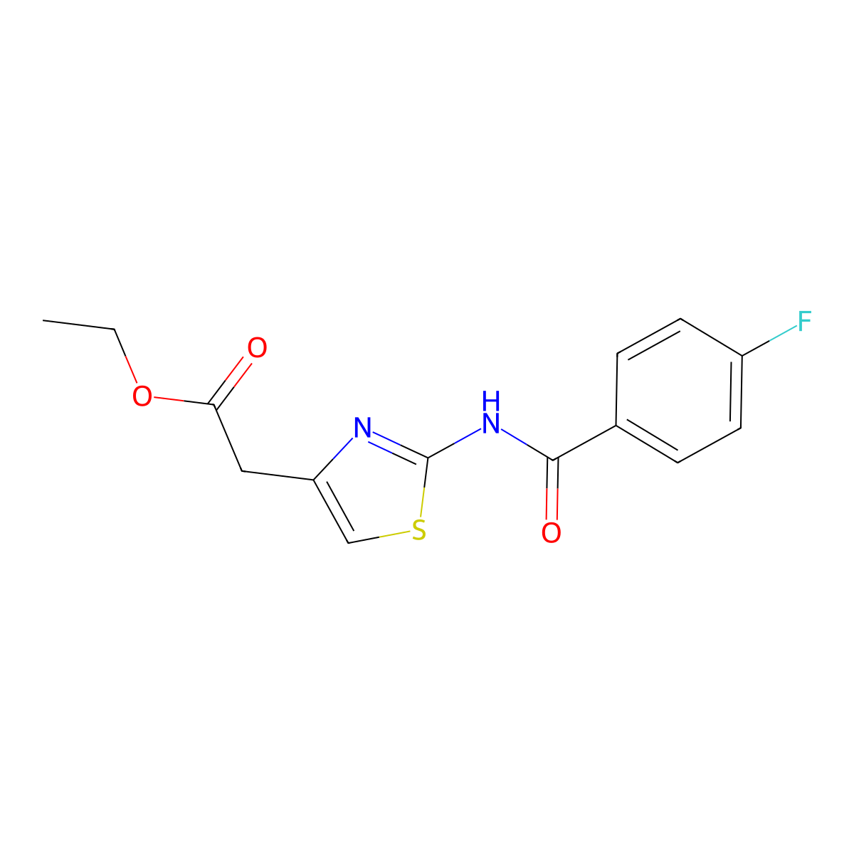 [2-(4-Fluoro-benzoylamino)-thiazol-4-yl]-acetic acid ethyl ester molecular structure, CAS 177957-47-0