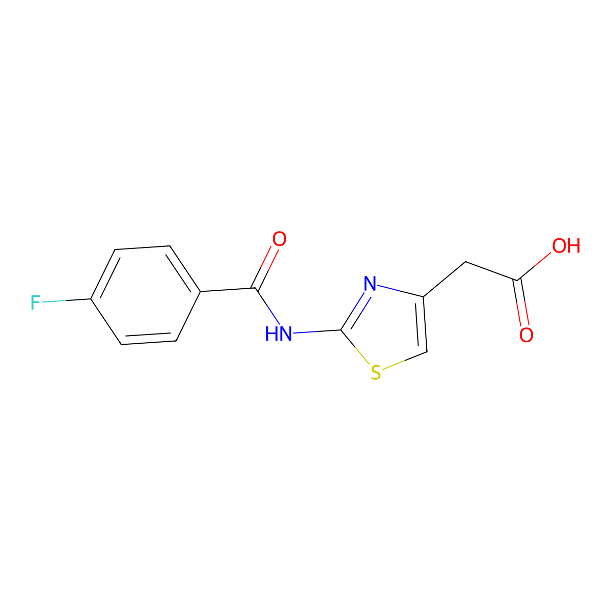 {2-[(4-Fluorobenzoyl)amino]-1,3-thiazol-4-YL}acetic acid molecular structure, CAS 177957-48-1