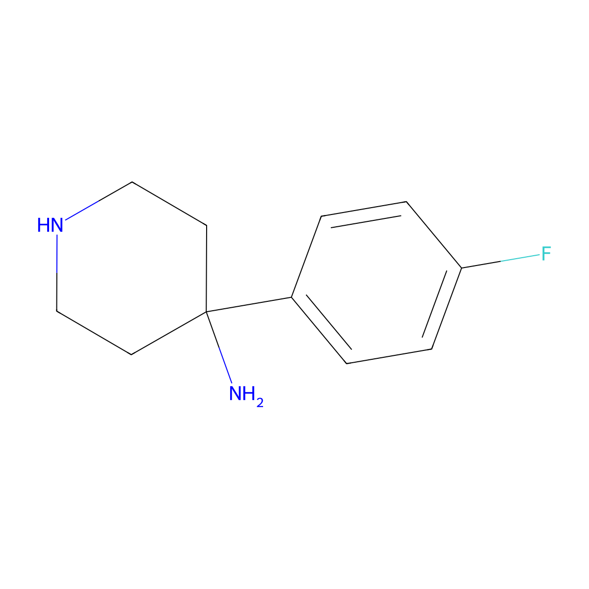 4-(4-Fluorophenyl)piperidin-4-amine molecular structure, CAS 1779573-05-5