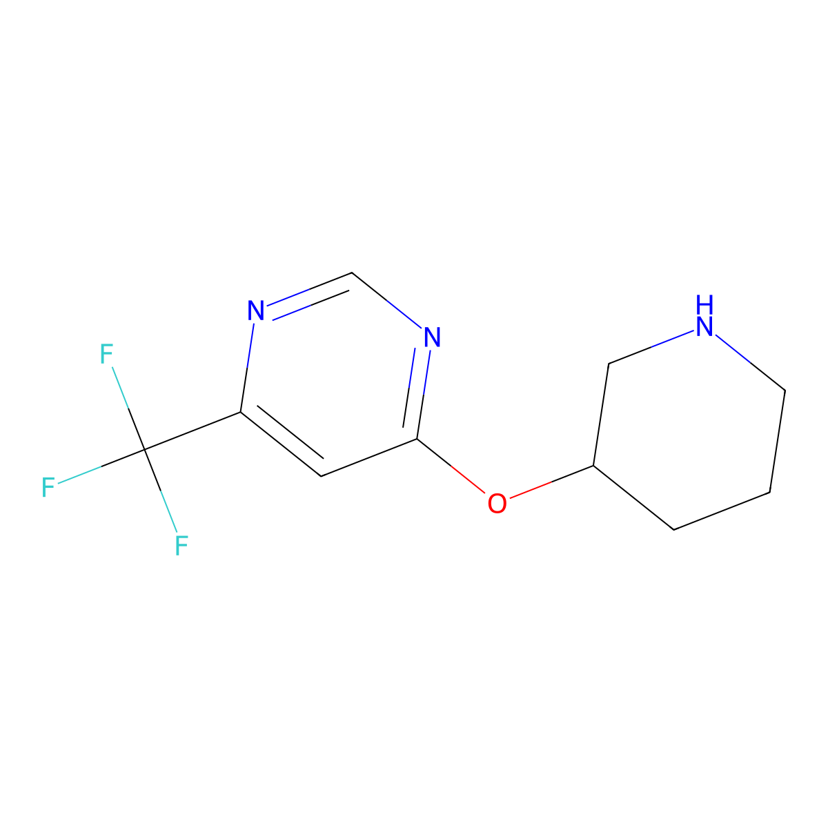 4-(Piperidin-3-yloxy)-6-(trifluoromethyl)pyrimidine molecular structure, CAS 1779573-08-8