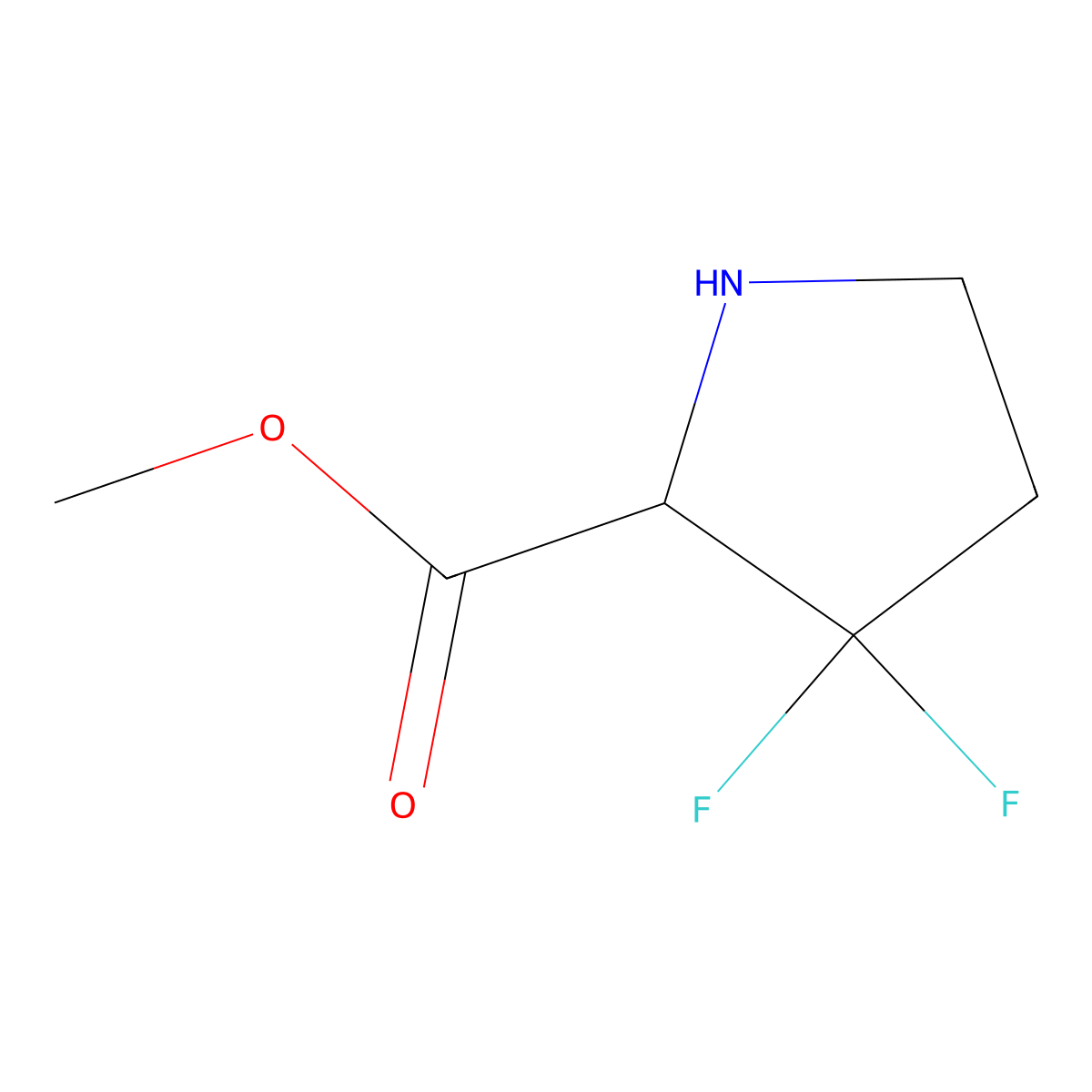 Methyl 3,3-difluoropyrrolidine-2-carboxylate molecular structure, CAS 1779575-02-8