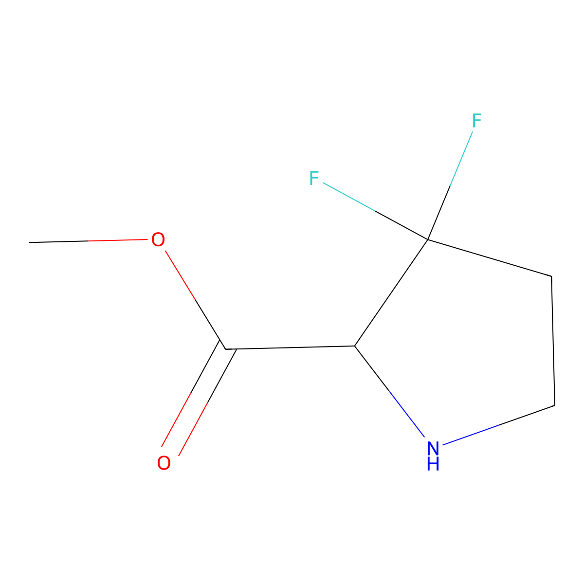 Methyl 3,3-difluoropyrrolidine-2-carboxylate molecular structure, CAS 1779575-02-8