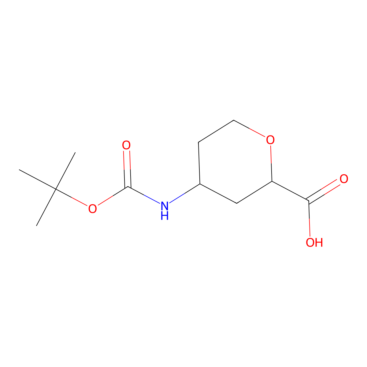 4-{[(Tert-butoxy)carbonyl]amino}oxane-2-carboxylic acid molecular structure, CAS 1779582-40-9