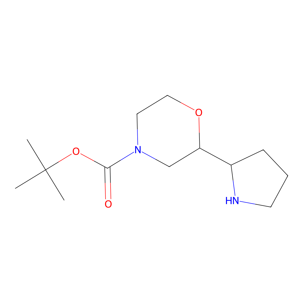 Tert-butyl 2-(pyrrolidin-2-yl)morpholine-4-carboxylate molecular structure, CAS 1779583-34-4