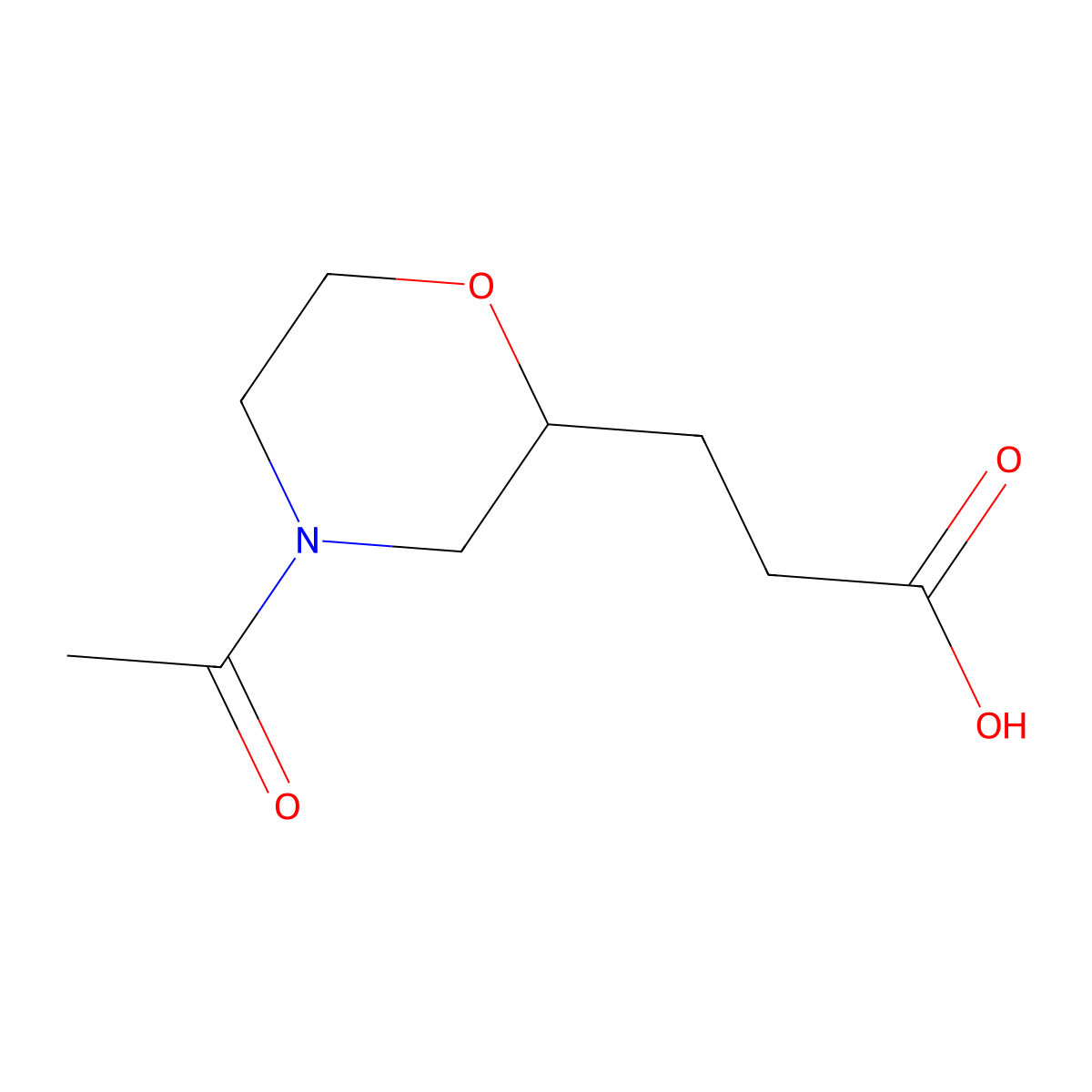 3-(4-Acetylmorpholin-2-yl)propanoic acid molecular structure, CAS 1779591-54-6