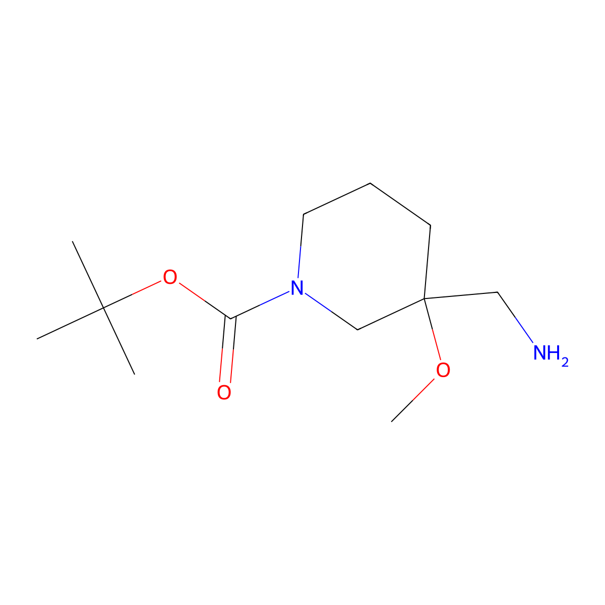 tert-Butyl 3-(aminomethyl)-3-methoxypiperidine-1-carboxylate molecular structure, CAS 1779591-91-1