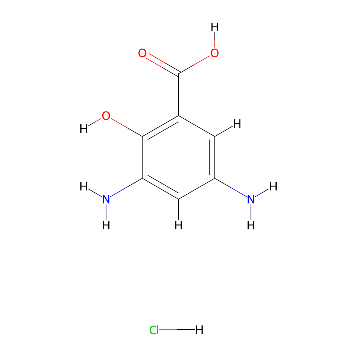 3,5-Diamino-2-hydroxybenzoic acid hydrochloride molecular structure, CAS 177960-41-7