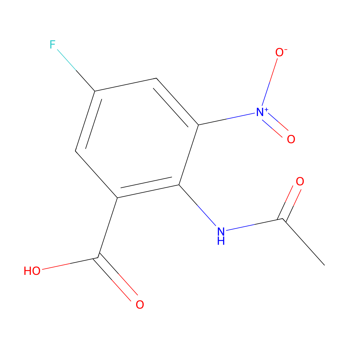 2-Acetamido-5-fluoro-3-nitrobenzoic acid molecular structure, CAS 177960-61-1