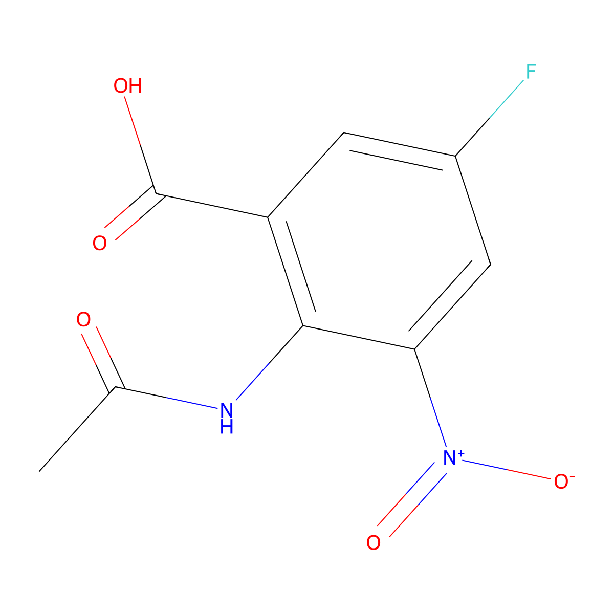 2-Acetamido-5-fluoro-3-nitrobenzoic acid molecular structure, CAS 177960-61-1