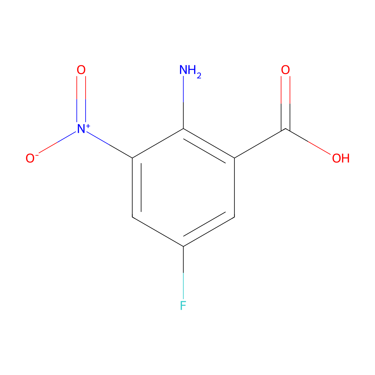 2-Amino-5-fluoro-3-nitrobenzoic acid molecular structure, CAS 177960-62-2