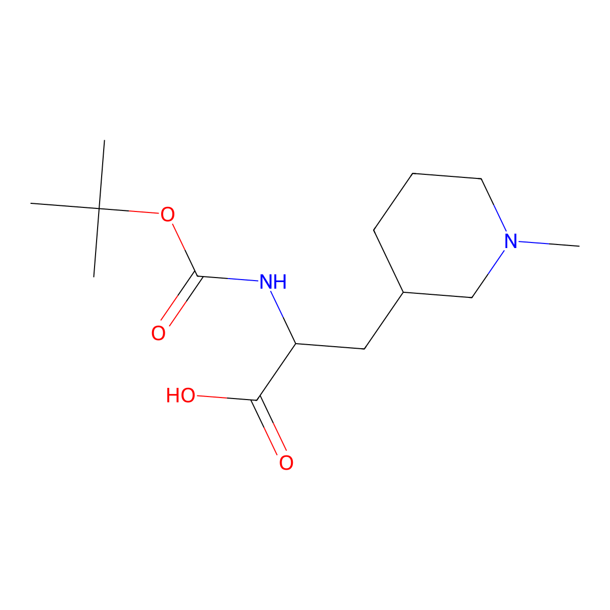 2-{[(Tert-butoxy)carbonyl]amino}-3-(1-methylpiperidin-3-yl)propanoic acid molecular structure, CAS 1779603-54-1