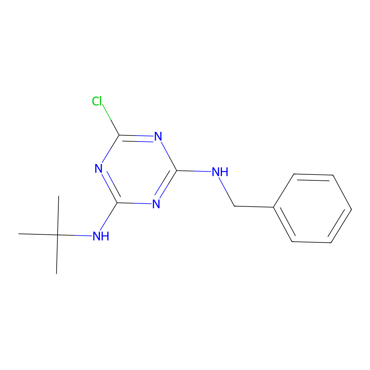 N-benzyl-N'-(tert-butyl)-6-chloro-1,3,5-triazine-2,4-diamine molecular structure, CAS 177962-28-6