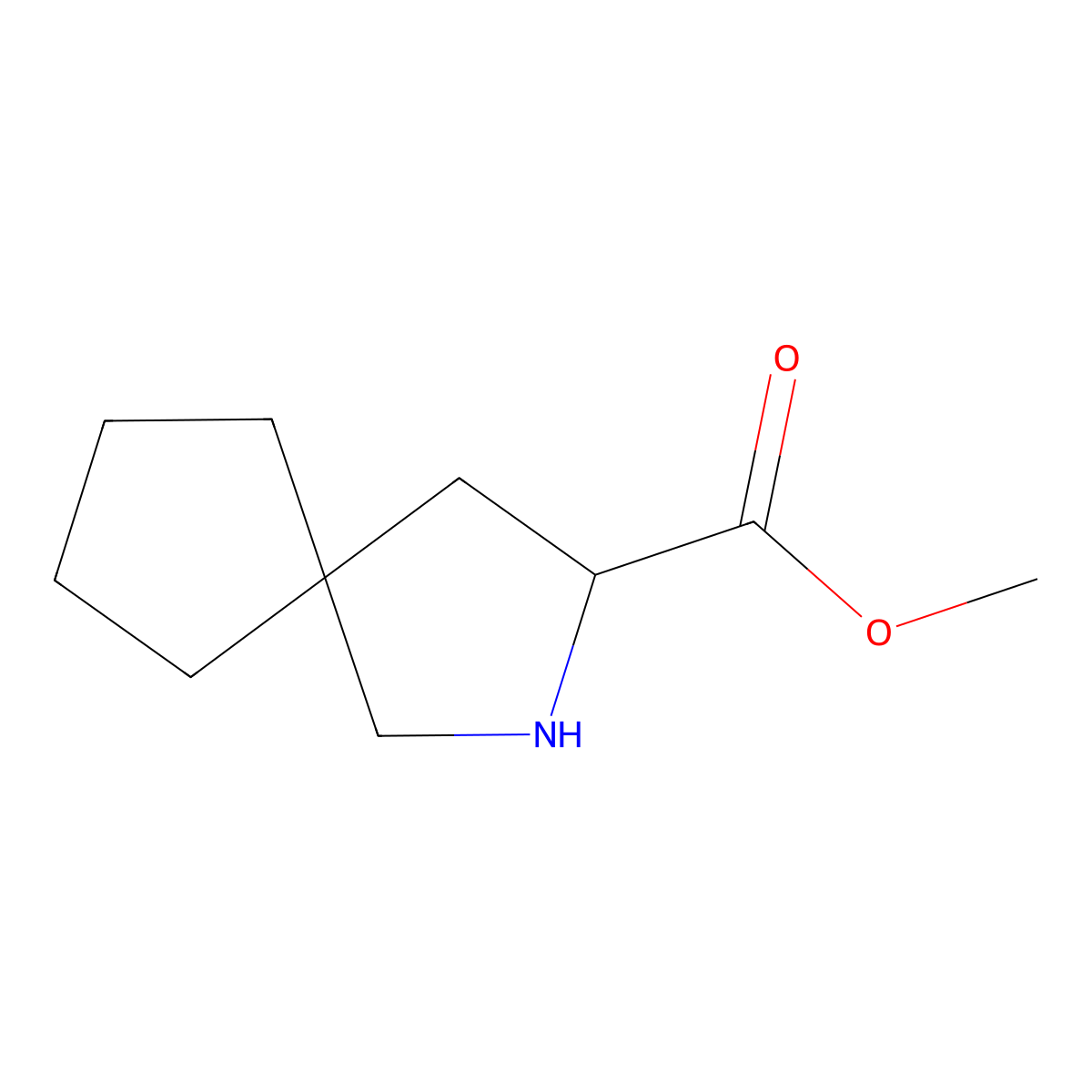 Methyl 2-azaspiro[4.4]nonane-3-carboxylate molecular structure, CAS 1779639-26-7