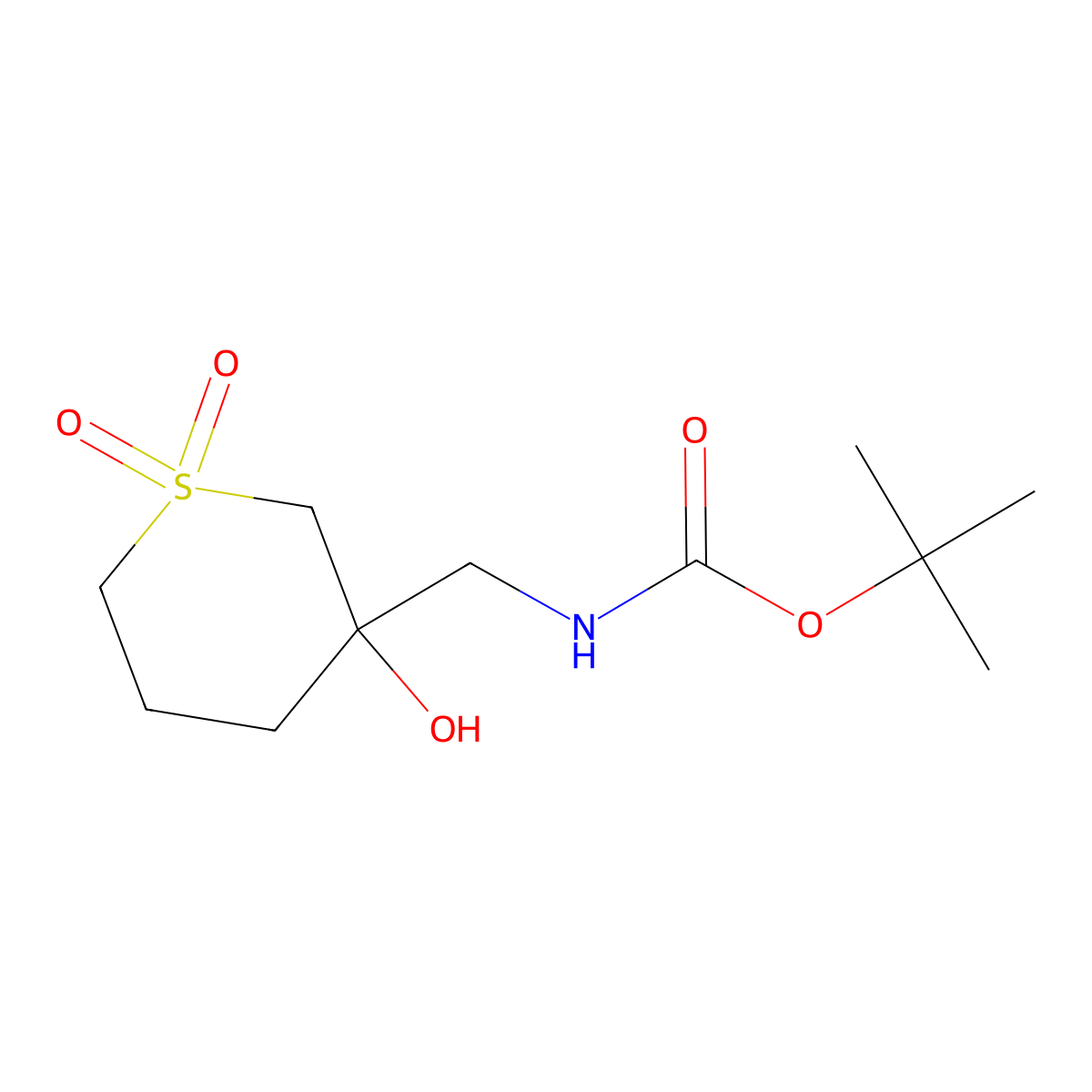 tert-butyl N-[(3-hydroxy-1,1-dioxo-1lambda6-thian-3-yl)methyl]carbamate molecular structure, CAS 1779639-78-9
