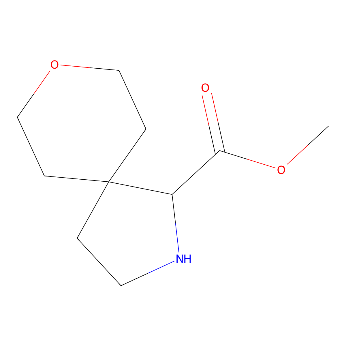 Methyl 8-oxa-2-azaspiro[4.5]decane-1-carboxylate molecular structure, CAS 1779648-55-3